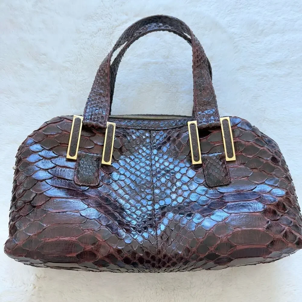NEW!!! KARA ROSS python skin satchel bag large Retail 2950$